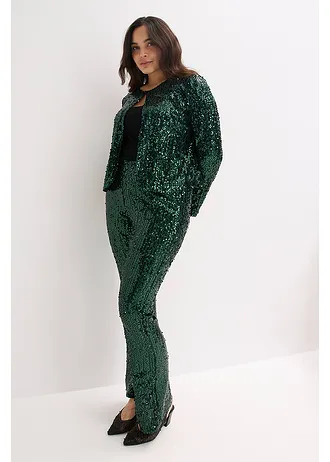 Broek met pailletten • diepgroen plus size • bonprix online shop