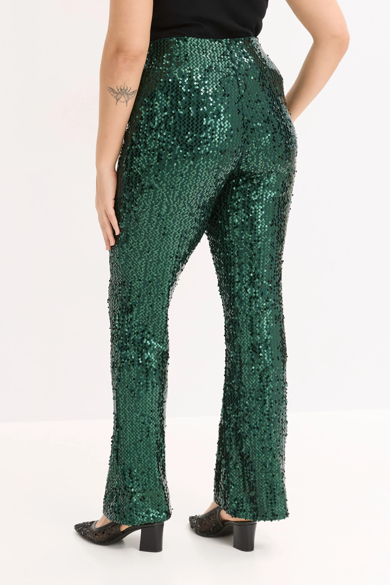 Broek met pailletten • diepgroen plus size • bonprix online shop