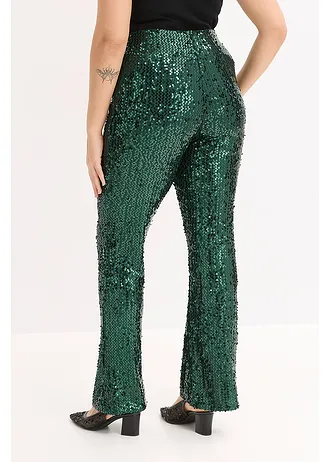 Broek met pailletten • diepgroen plus size • bonprix online shop