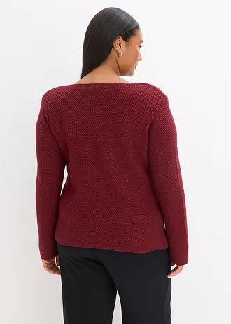 Gebreide blazer, Kleur: robijnrood