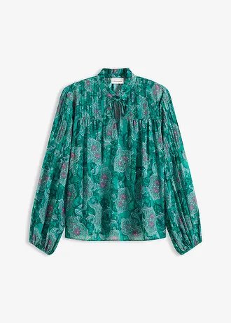 Tuniek van chiffon met paisley, Kleur: donkersmaragd-donkerfuchsia paisley