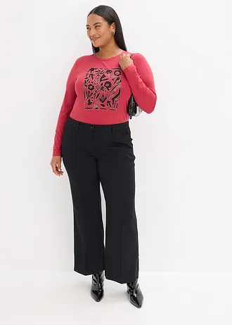 Tričko s dlouhým rukávem, s organickou bavlnou, barva: třešňově červeno-metalická zlato-černá s potiskem