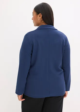 Blazer en jersey crêpe, Couleur: bleu foncé