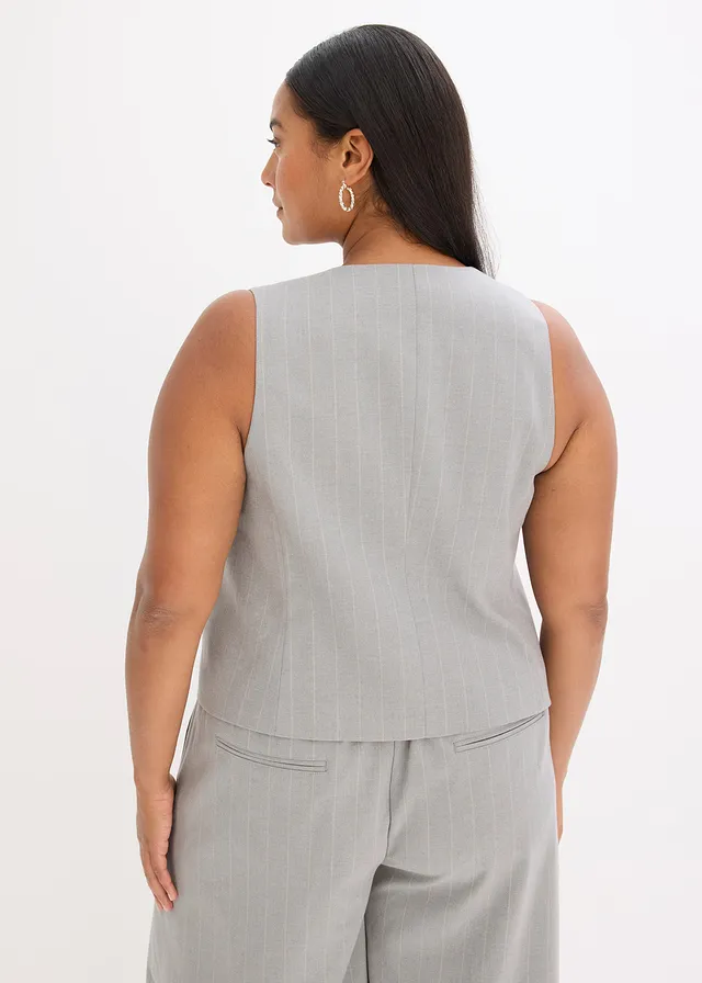 Gilet de costume à rayures tennis, Couleur: gris/beige rayé