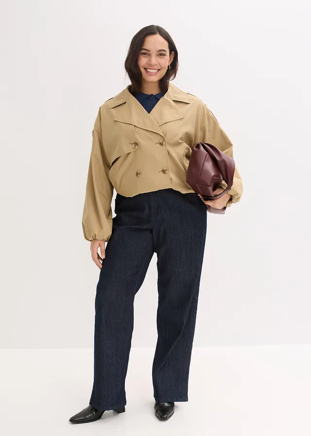 Korte trenchcoat, Kleur: kakibruin