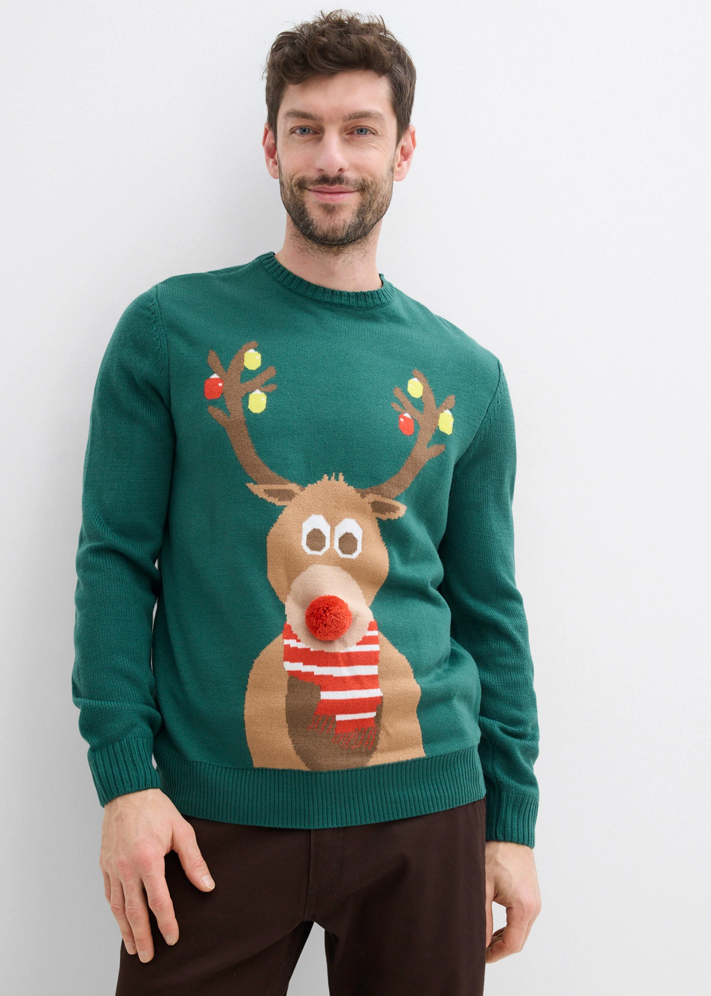 Pull avec motif de Noël • vert profond • Boutique bonprix