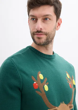 Pull avec motif de Noël • vert profond • Boutique bonprix