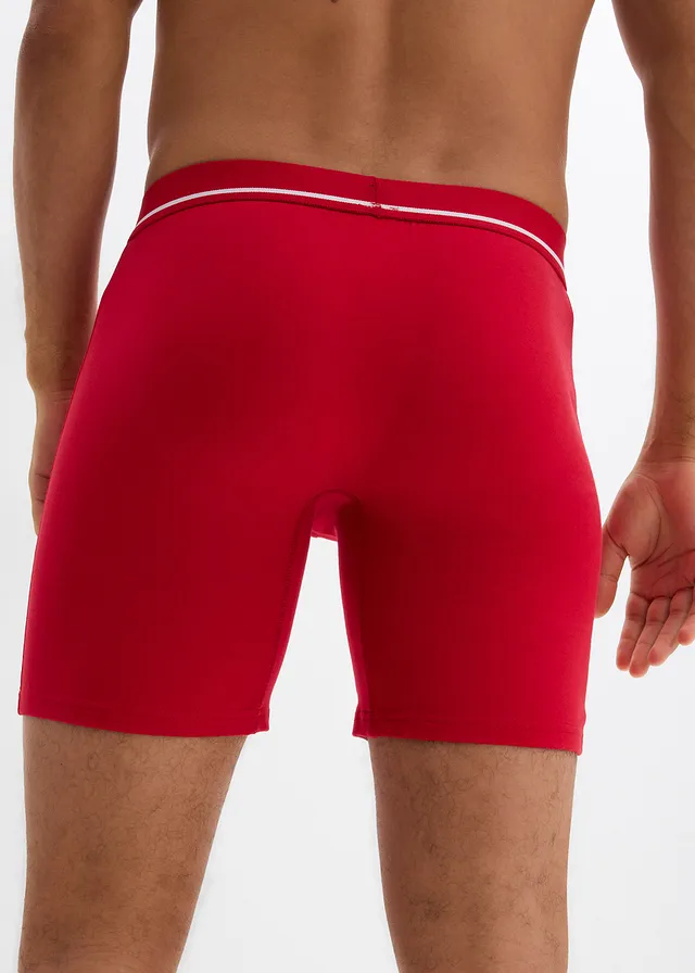 Strakke boxer met katoen (set van 3), Kleur: rood+donkerblauw