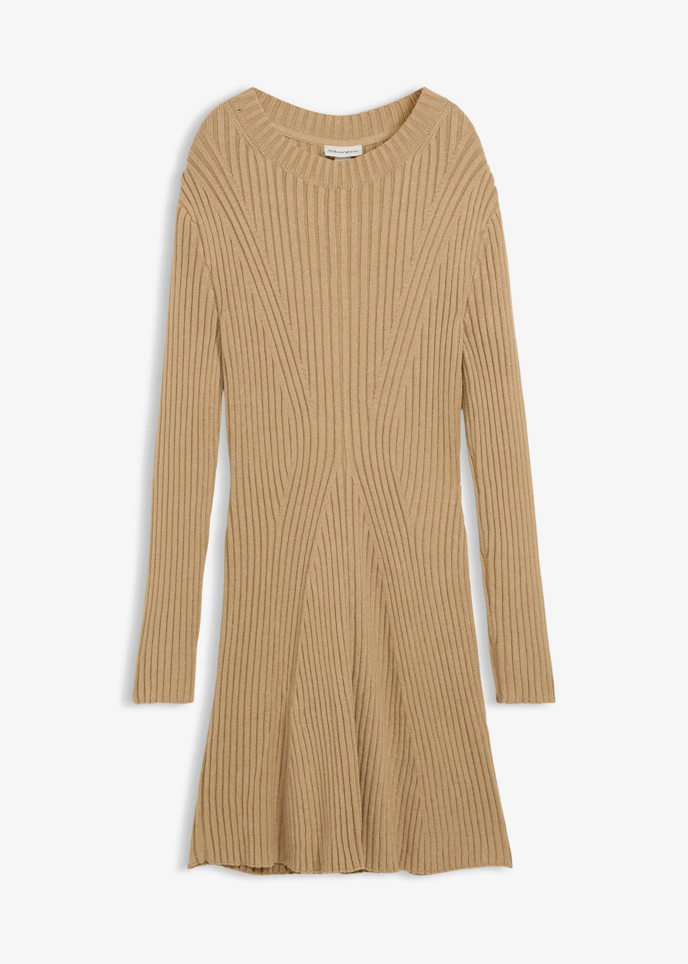 Rochie mini tricotată din amestec moale de viscoză • kaki deschis • magazin bonprix