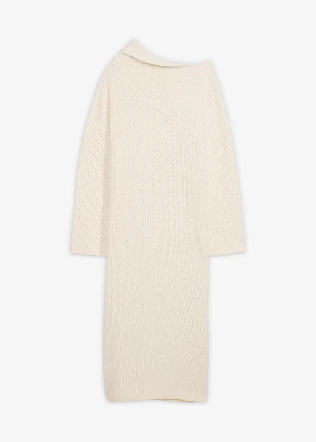 Žebrované pletené šaty • perlově bílá • bonprix obchod