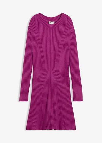 Rochie mini tricotată din amestec moale de viscoză • fucsia închis • magazin bonprix