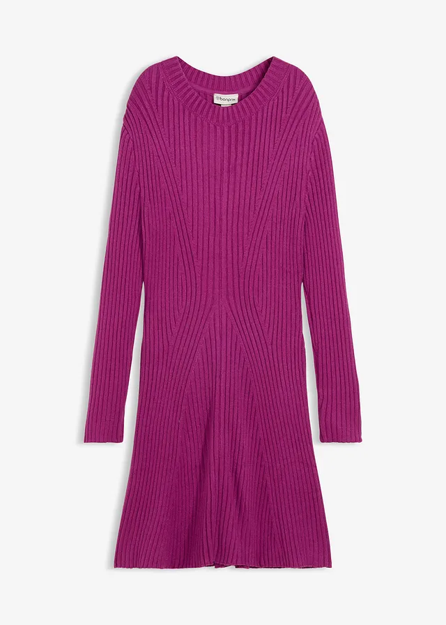 Rochie mini tricotată din amestec moale de viscoză • fucsia închis • magazin bonprix