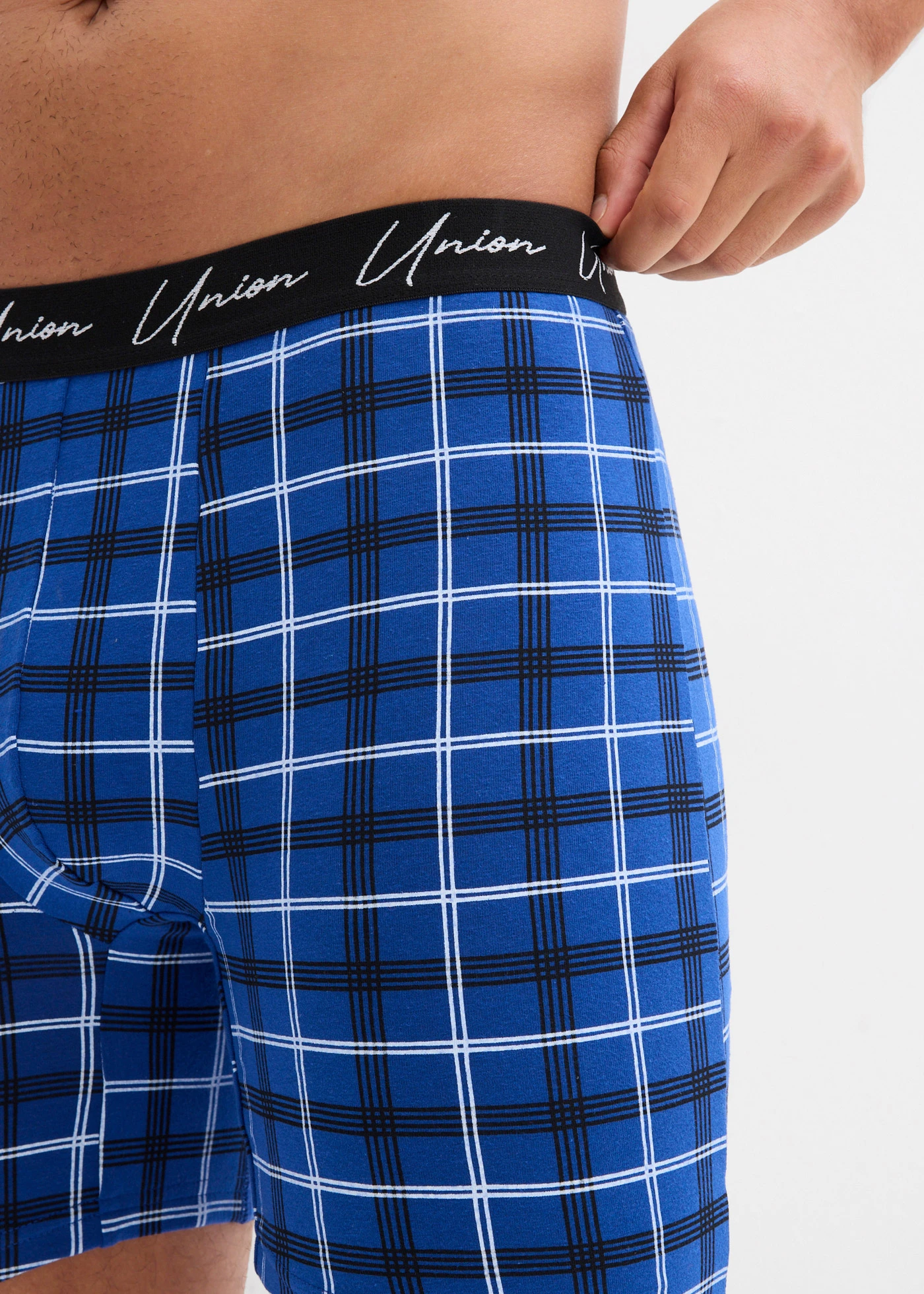 Chilot boxer mulat cu bumbac (set/3 buc.) • albastru-negru cadrilat + albastru • magazin bonprix