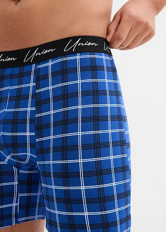 Boxerky (3 ks), s bavlnou • modrá-čierna károvaná + modrá • obchod bonprix