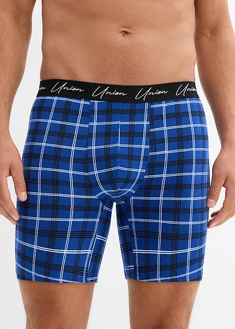 Strakke boxer met katoen (set van 3), Kleur: blauw-zwart geruit + blauw