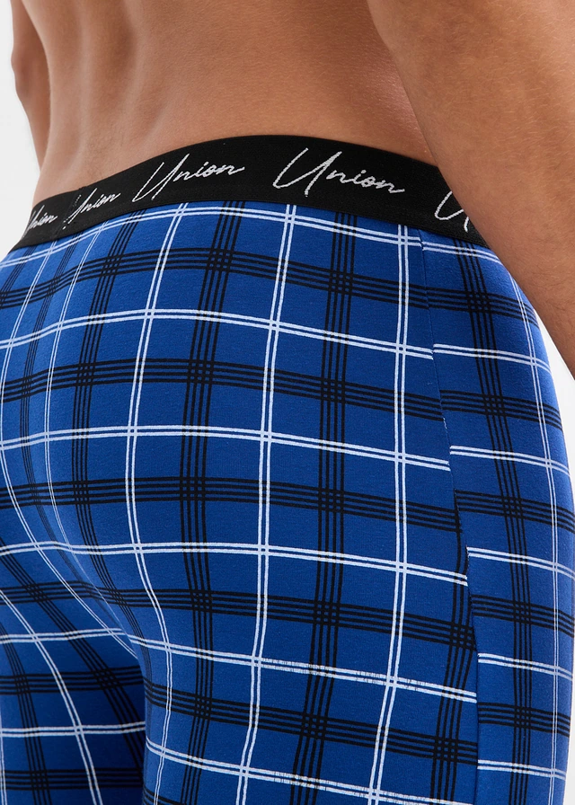 Strakke boxer met katoen (set van 3), Kleur: blauw-zwart geruit + blauw
