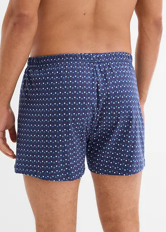 Chilot boxer larg cu bumbac (set/3 buc.) • albastru-ecru-roșu grafic + albastru • magazin bonprix
