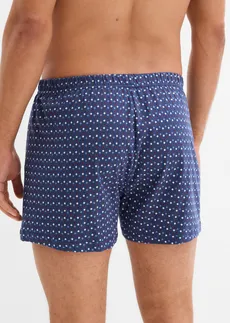 Volné boxerky s bavlnou (3 ks v balení) • modro-přírodní bílo-červená s grafickým potiskem + modrá • bonprix obchod