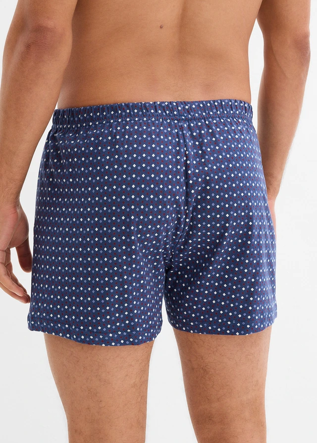 Wijde boxershorts met katoen (3 stuks), Kleur: blauw-wolwit-rood grafische print+blauw