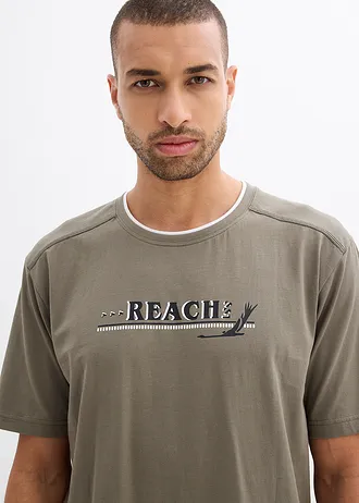 Shortama met zacht katoen, Kleur: kleigroen-zwart