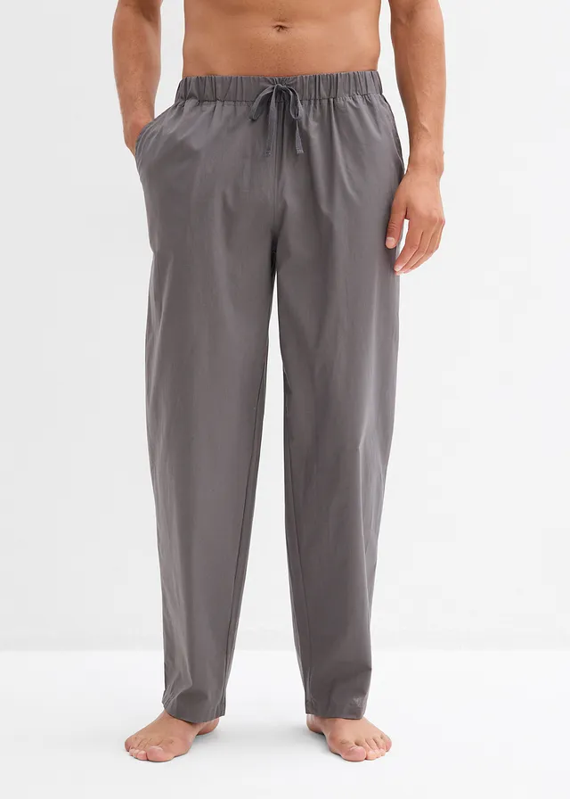 Lot de 2 pantalons de pyjama doux en coton, Couleur: gris granit+noir