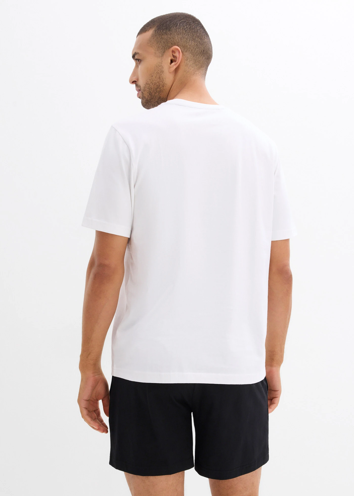 Pyjashort en coton doux • blanc/noir • Boutique bonprix