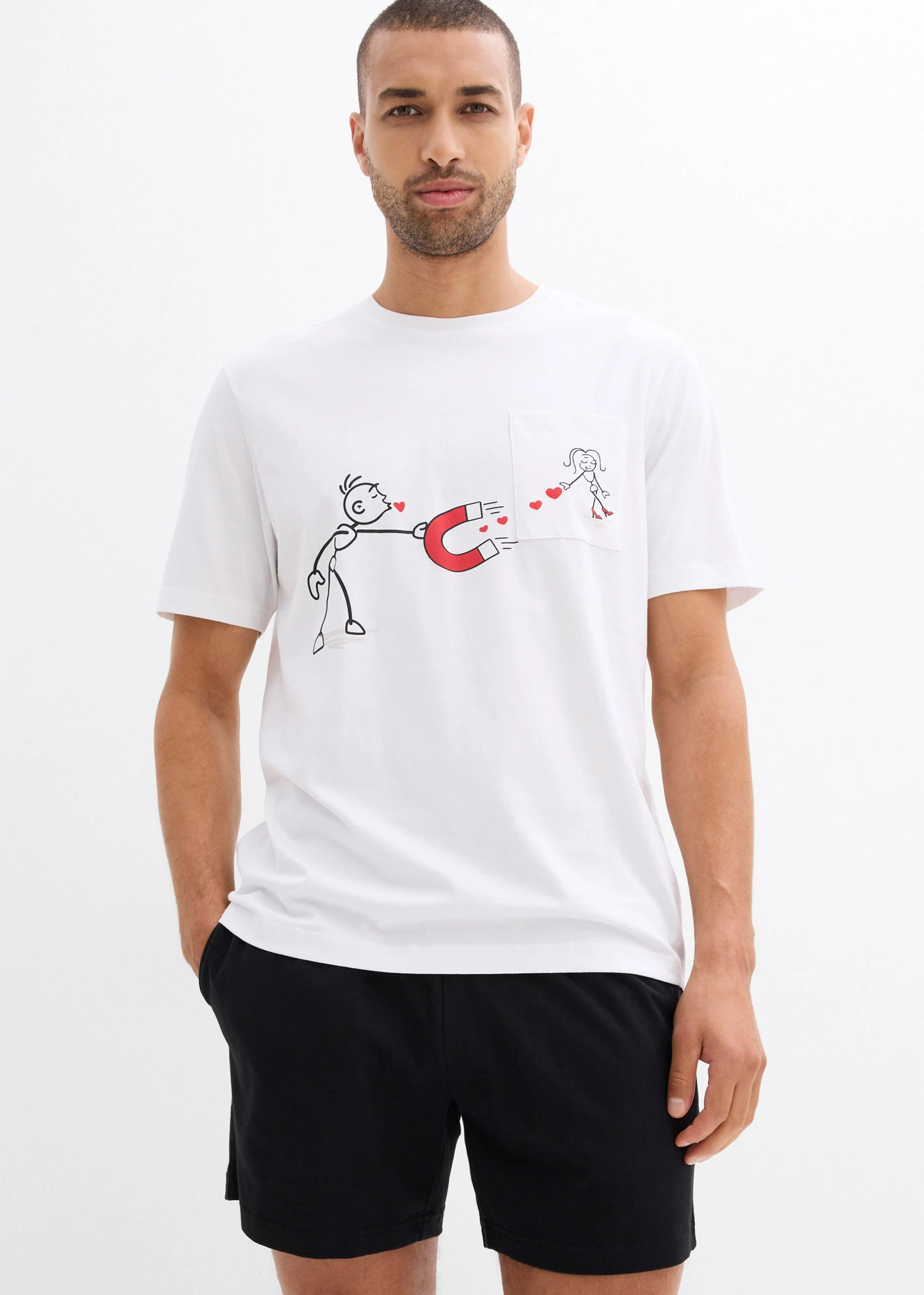 Krátke pyžamo z mäkkej bavlny • biela/čierna • obchod bonprix