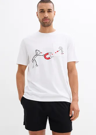 Krátke pyžamo z mäkkej bavlny • biela/čierna • obchod bonprix