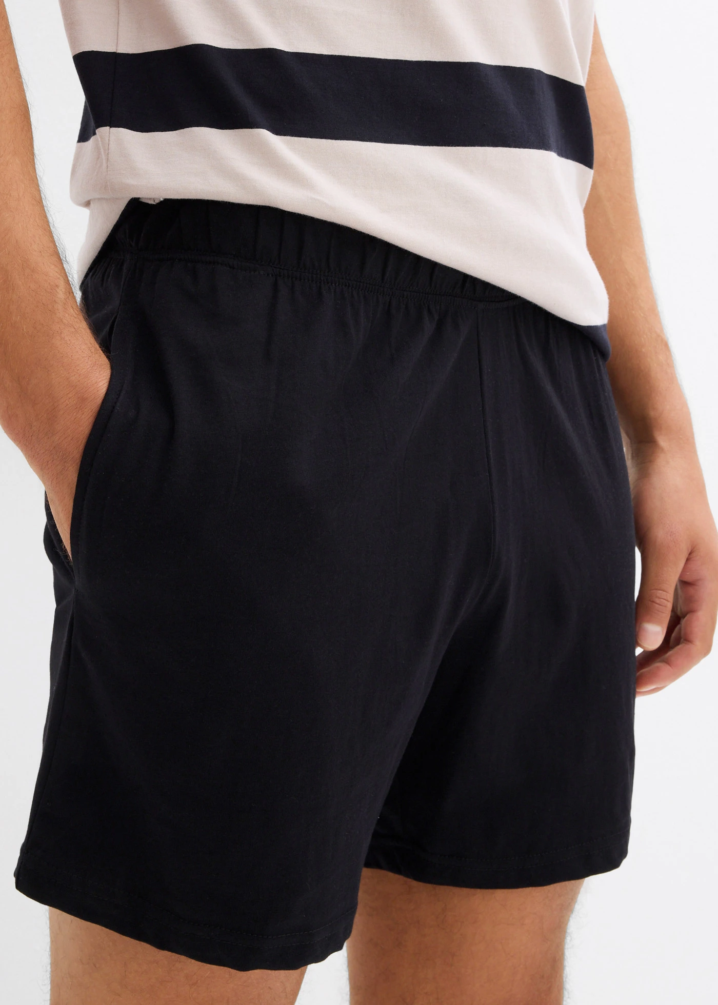 Pyjashort en coton • gris pierre +noir • Boutique bonprix