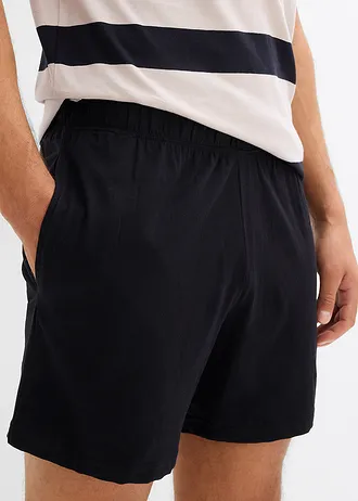 Pyjashort en coton • gris pierre +noir • Boutique bonprix