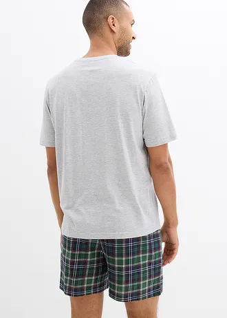 Shortama met zak • lichtgrijs gemêleerd-donkergroen geruit • bonprix online shop