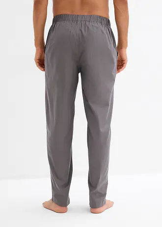 Pantaloni lungi de pijama din bumbac moale (set/ 2 bucăți) • gri-granit+negru • magazin bonprix
