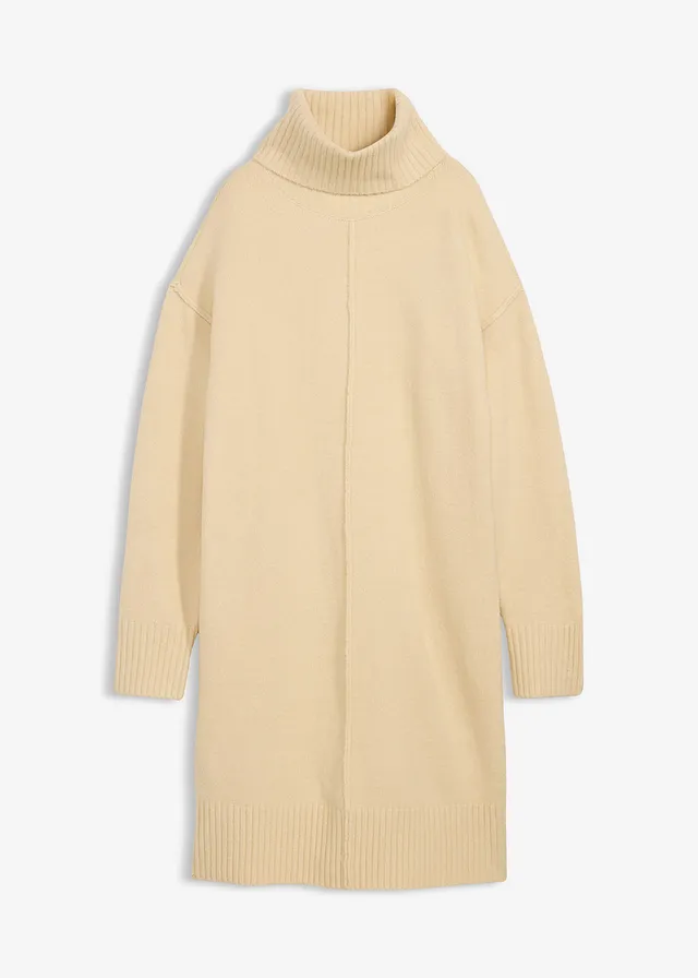 Robe en maille avec couture décorative • sable clair chiné • Boutique bonprix