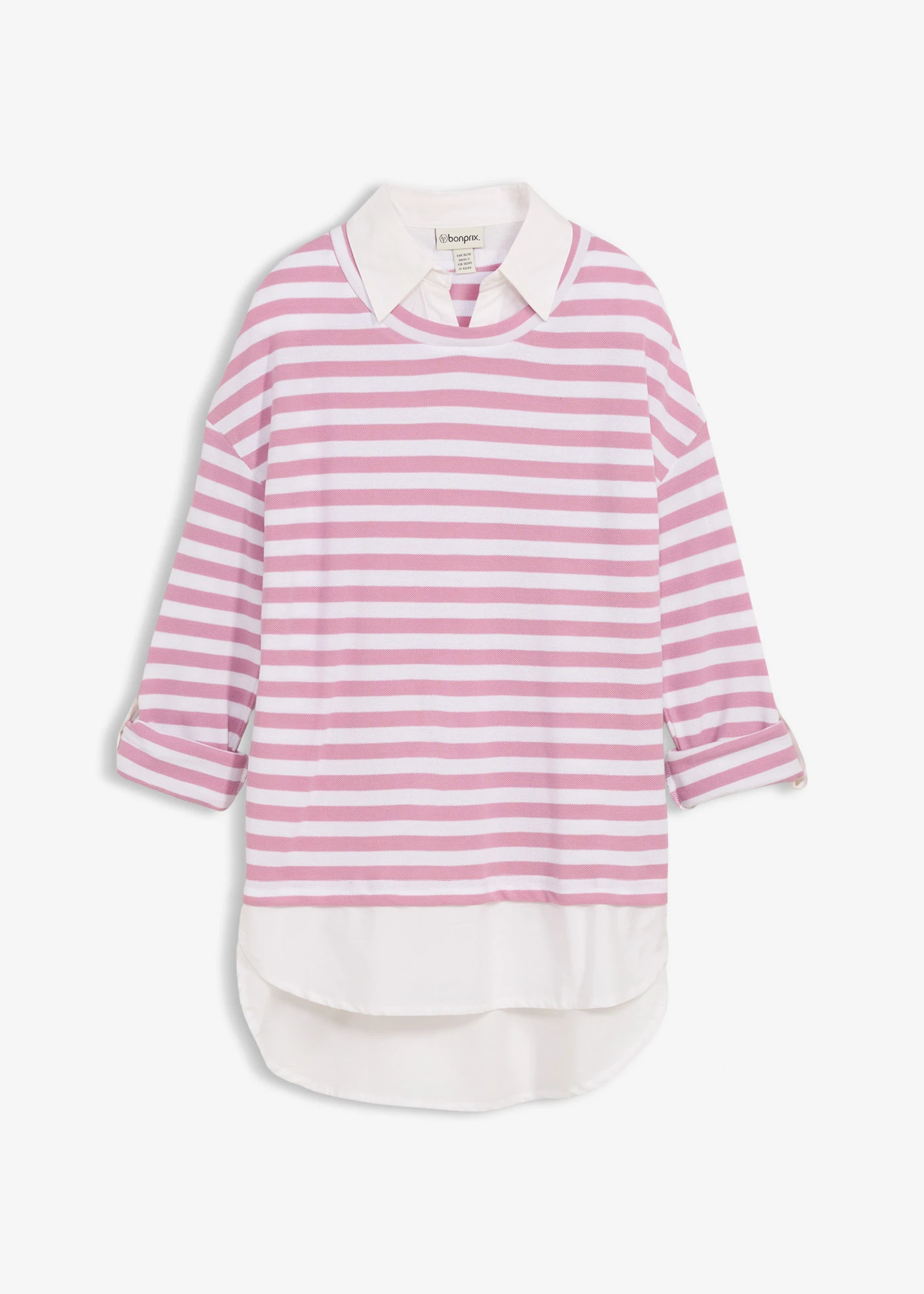 Bluza dresowa 2 w 1 • róż malwowy-biały w paski • sklep bonprix