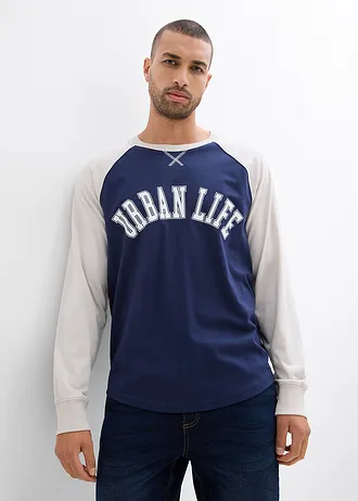 Longsleeve van biologisch katoen, Kleur: donkerblauw-steengrijs