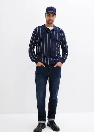 Sweter z cienkiej dzianiny, regular fit • granatowo-biały perłowy w pionowe paski • sklep bonprix