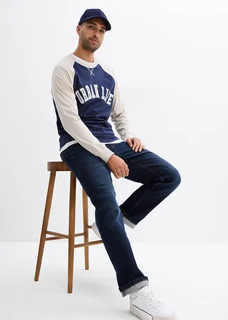 Longsleeve van biologisch katoen • donkerblauw-steengrijs • bonprix online shop