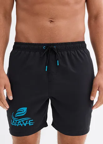 Short de bain avec imprimé, Couleur: noir + turquoise foncé