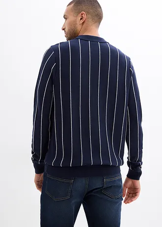 Sweter z cienkiej dzianiny, regular fit • granatowo-biały perłowy w pionowe paski • sklep bonprix