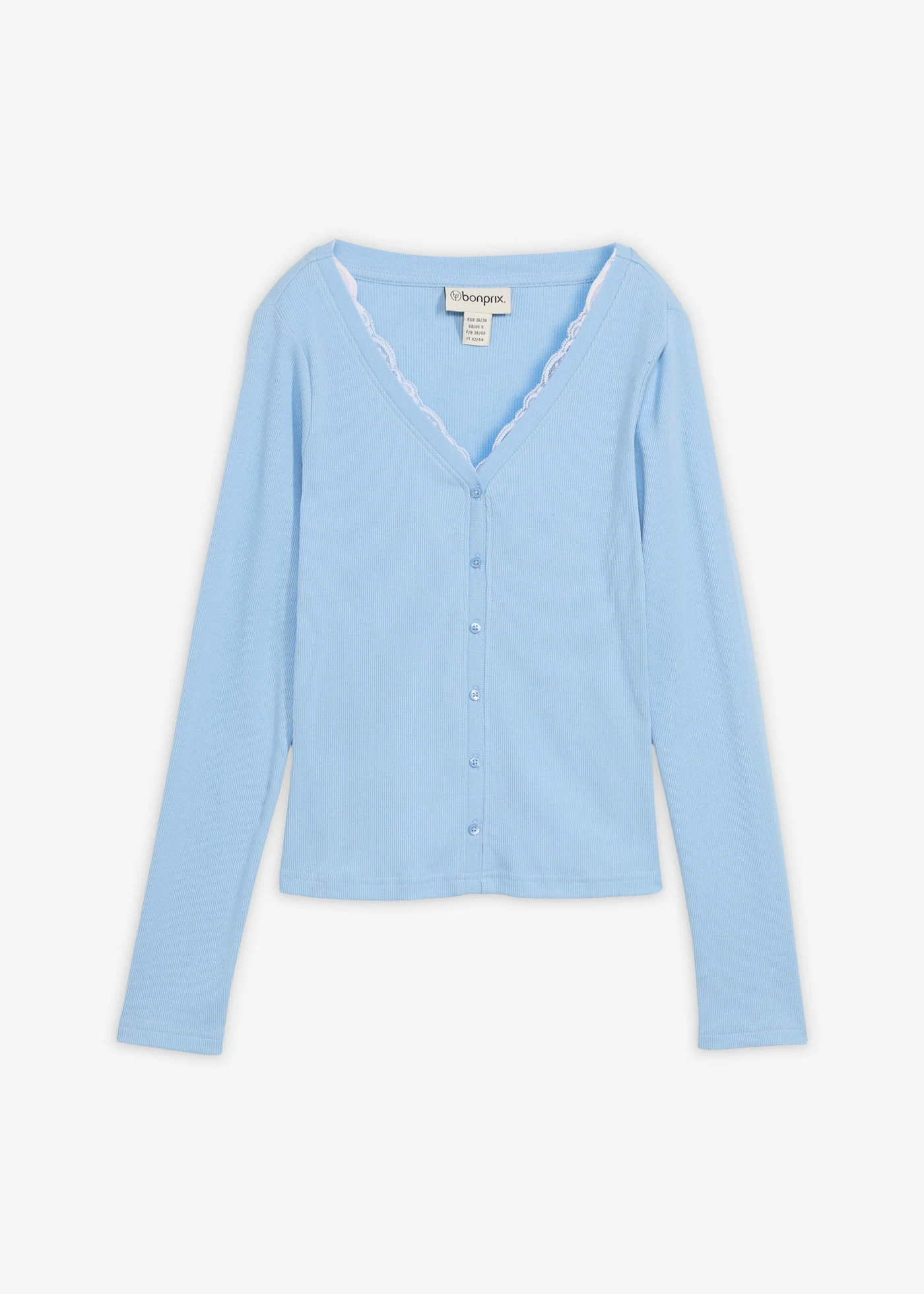 T-shirt 2 en 1 100% coton • bleu clair-blanc • Boutique bonprix