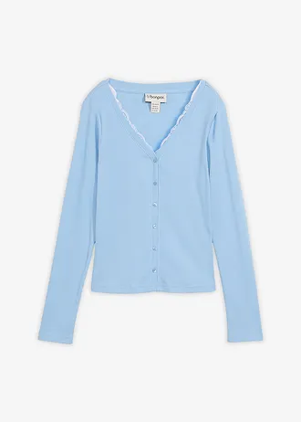 T-shirt 2 en 1 100% coton • bleu clair-blanc • Boutique bonprix