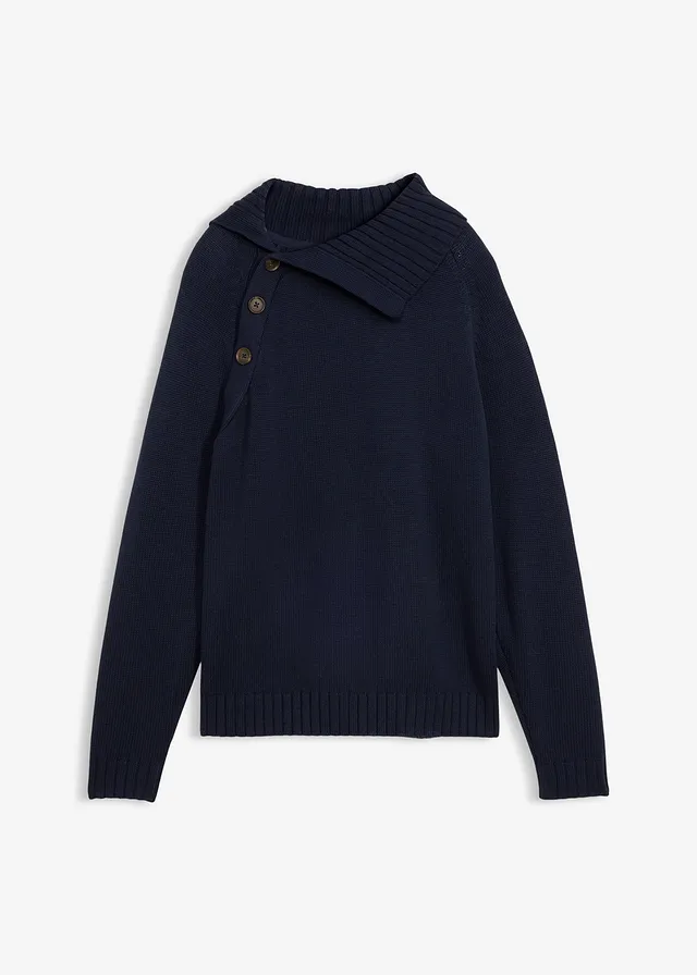 Pulover asimetric • bleumarin • magazin bonprix