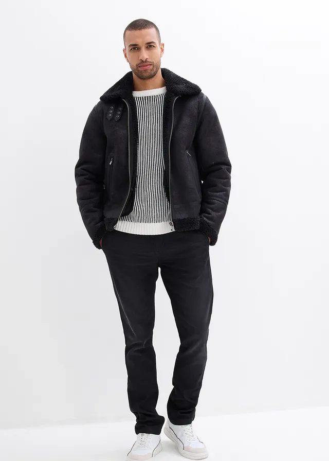 Slim fit jogging jeans, straight, Kleur: zwart denim