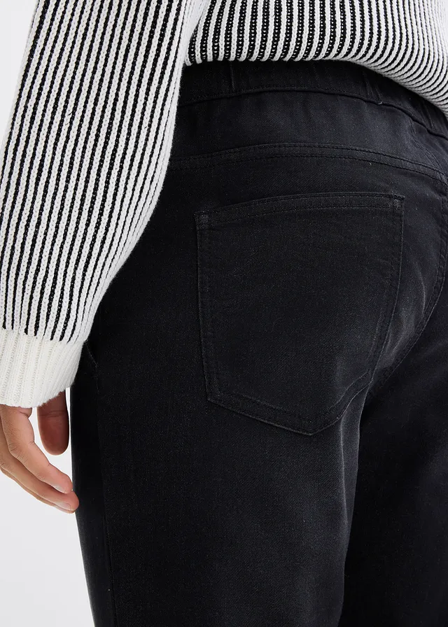Dżinsy dresowe slim fit, straight • czarny denim • sklep bonprix