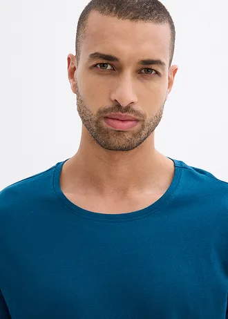 Hosszú ujjú póló (3 db-os csomag) • olajkék+szürke melírozott+sötétkék • bonprix áruház