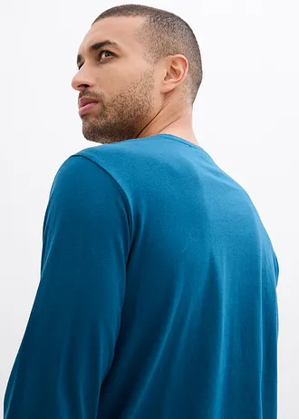 Bluză cu mânecă lungă (set/3 buc.) • albastru-petrol+bleumarin+gri melanj • magazin bonprix