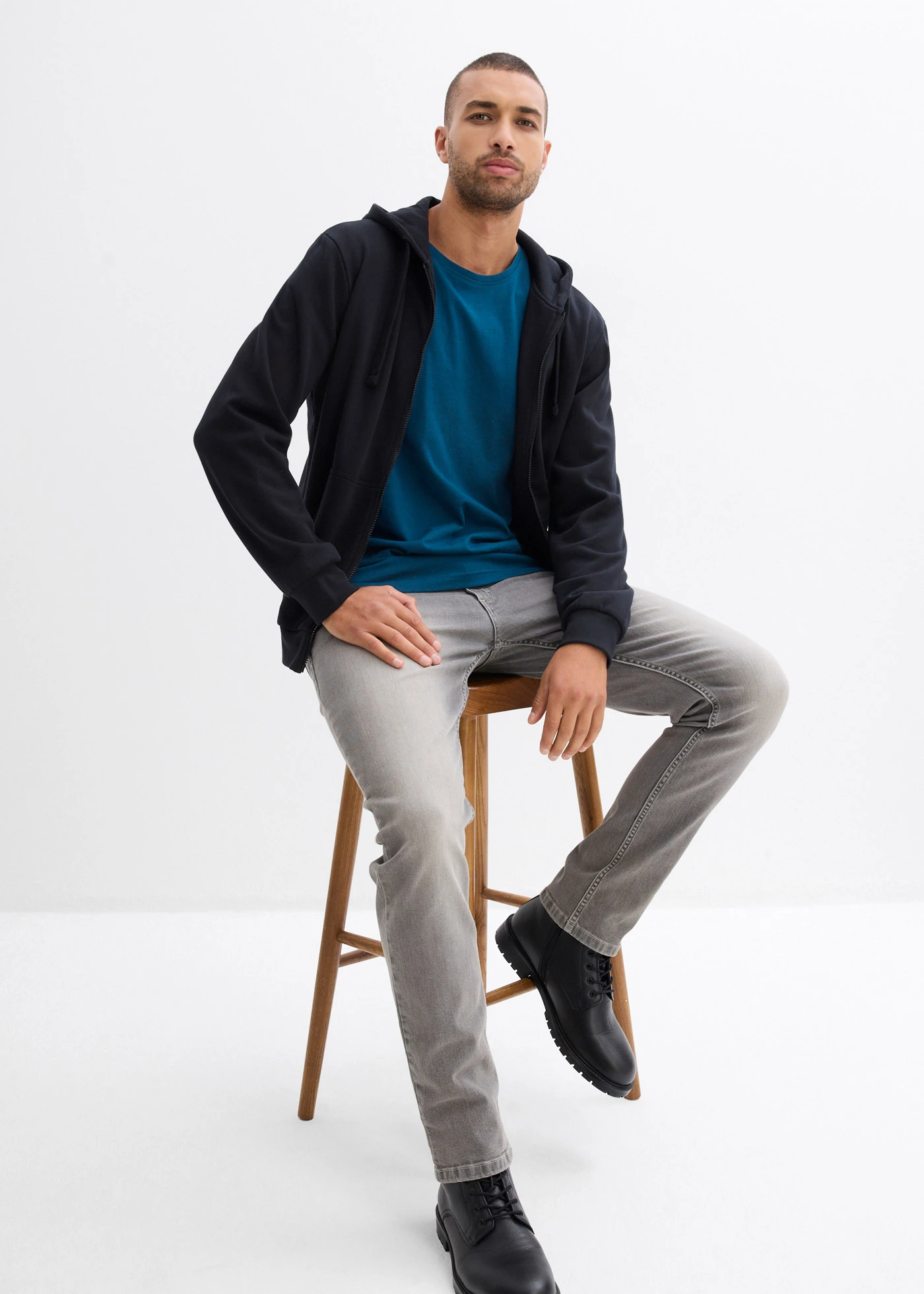 Hosszú ujjú póló (3 db-os csomag) • olajkék+szürke melírozott+sötétkék • bonprix áruház