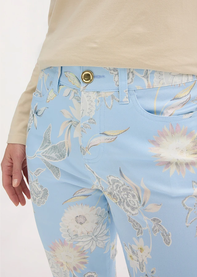 Stretchbroek met print • poederblauw-lichtsand gebloemd • product-page.page-title-suffix