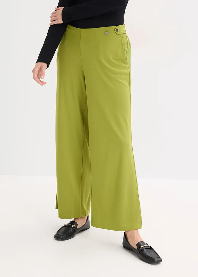 Marlene Dietrich broek van Punta di Roma met een satijnen band • mosgroen • product-page.page-title-suffix