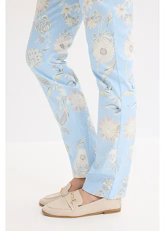 Pantaloni cu stretch cu imprimeu • albastru pudrat-bej nisipiu mat floral • magazin bonprix